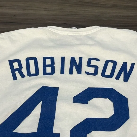 Jackie Robinson #42 Brooklyn Dodgers White Shirt Size Large - Picture 10 of 16
